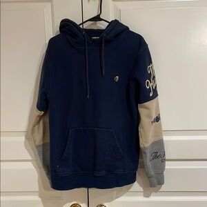 The Hundreds Blue and Cream Sweatshirt with Color-Block Sleeves